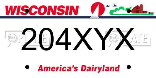 204XYX Wisconsin License Plate