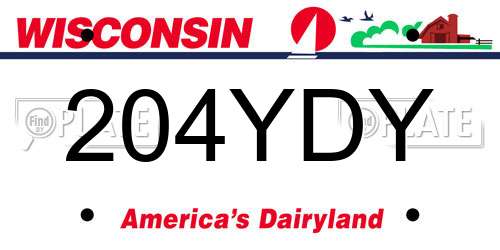 204YDY Wisconsin License Plate