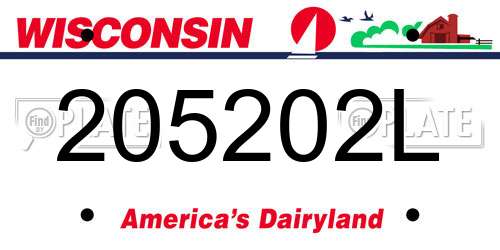 205202L Wisconsin License Plate