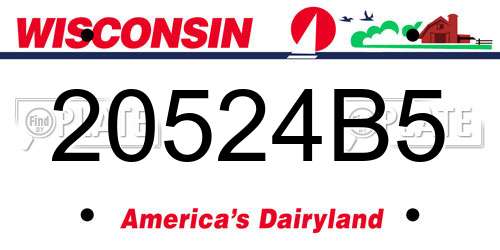 20524B5 Wisconsin License Plate