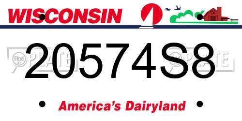20574S8 Wisconsin License Plate