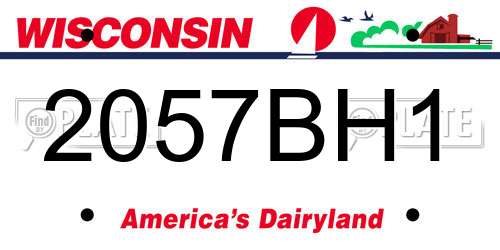 2057BH1 Wisconsin License Plate