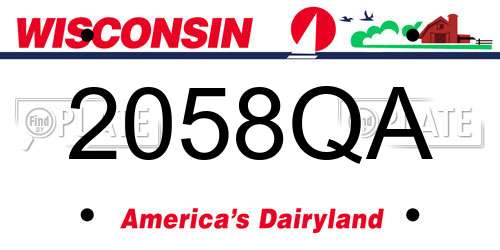 2058QA Wisconsin License Plate