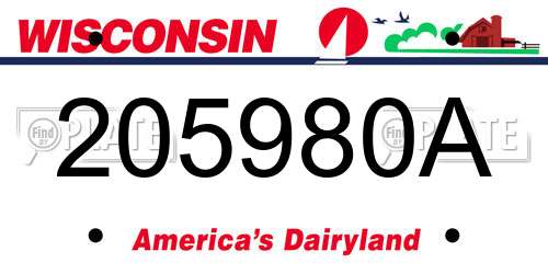 205980A Wisconsin License Plate