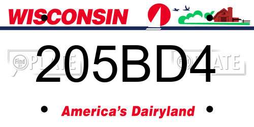 205BD4 Wisconsin License Plate