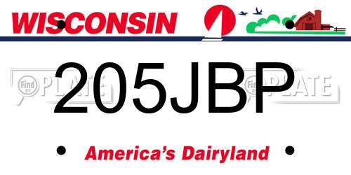 205JBP Wisconsin License Plate