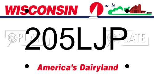 205LJP Wisconsin License Plate