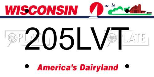 205LVT Wisconsin License Plate