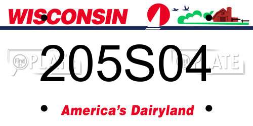 205S04 Wisconsin License Plate