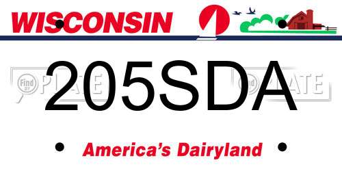 205SDA Wisconsin License Plate
