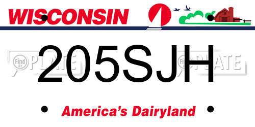 205SJH Wisconsin License Plate