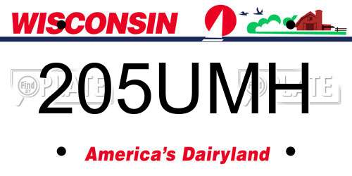 205UMH Wisconsin License Plate