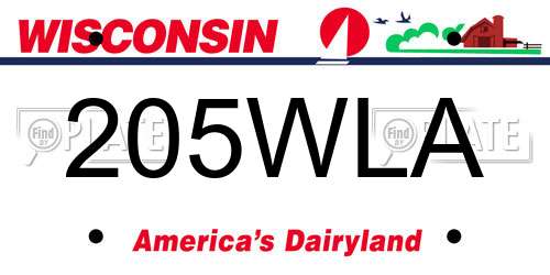 205WLA Wisconsin License Plate
