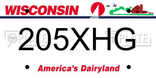 205XHG Wisconsin License Plate