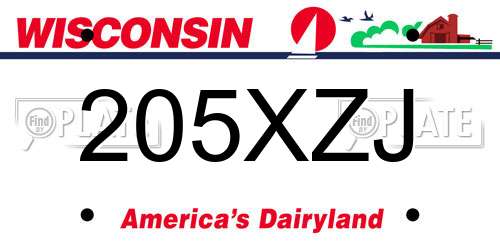 205XZJ Wisconsin License Plate