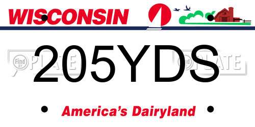 205YDS Wisconsin License Plate