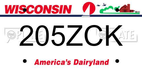 205ZCK Wisconsin License Plate