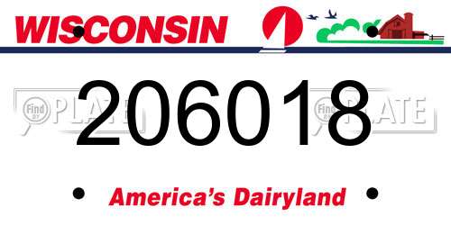 206018 Wisconsin License Plate