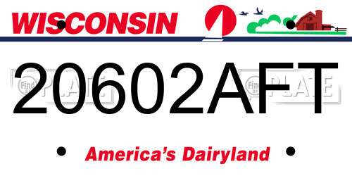 20602AFT Wisconsin License Plate
