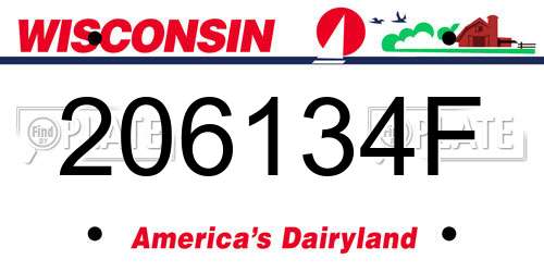 206134F Wisconsin License Plate