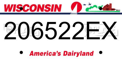 206522EX Wisconsin License Plate