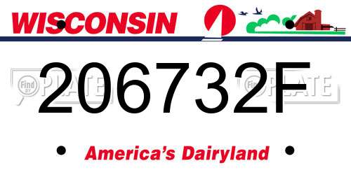 206732F Wisconsin License Plate