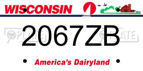 2067ZB Wisconsin License Plate
