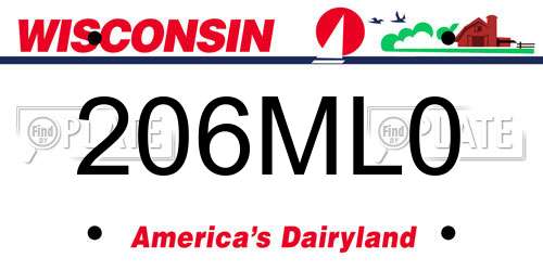 206ML0 Wisconsin License Plate