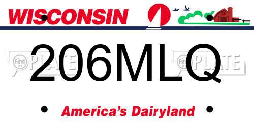 206MLQ Wisconsin License Plate