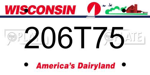 206T75 Wisconsin License Plate