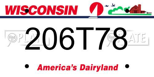 206T78 Wisconsin License Plate