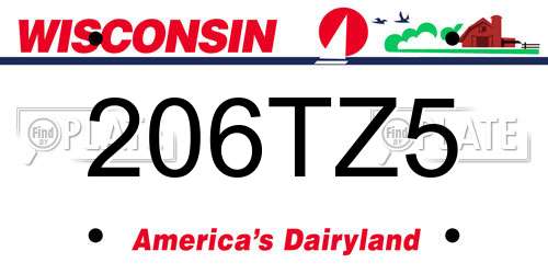 206TZ5 Wisconsin License Plate