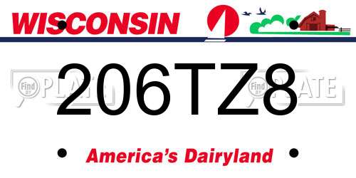 206TZ8 Wisconsin License Plate