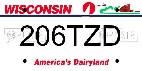 206TZD Wisconsin License Plate