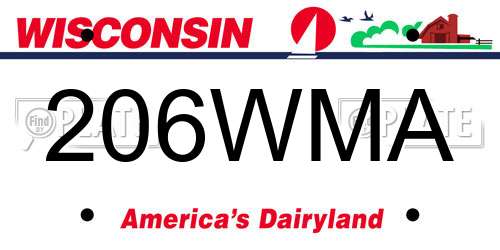 206WMA Wisconsin License Plate