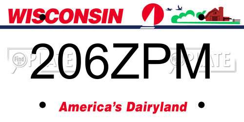 206ZPM Wisconsin License Plate