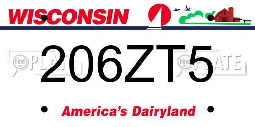 206ZT5 Wisconsin License Plate