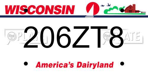 206ZT8 Wisconsin License Plate