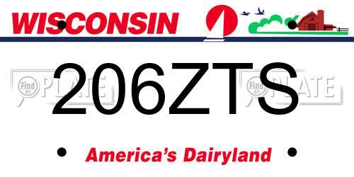 206ZTS Wisconsin License Plate