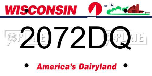 2072DQ Wisconsin License Plate