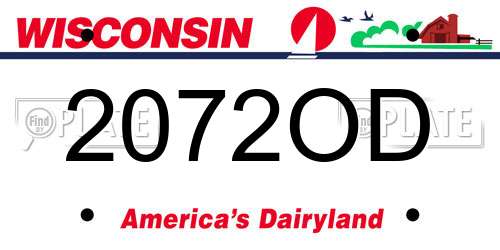 2072OD Wisconsin License Plate