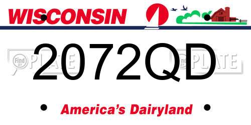 2072QD Wisconsin License Plate