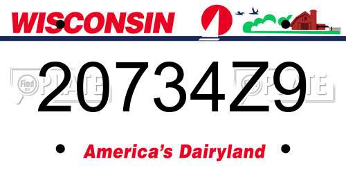 20734Z9 Wisconsin License Plate
