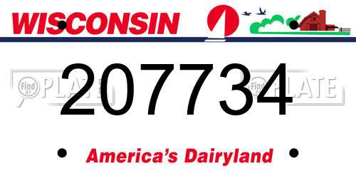 207734 Wisconsin License Plate