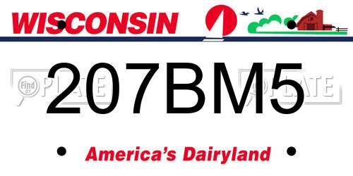 207BM5 Wisconsin License Plate
