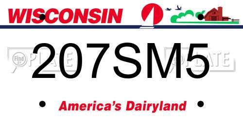 207SM5 Wisconsin License Plate