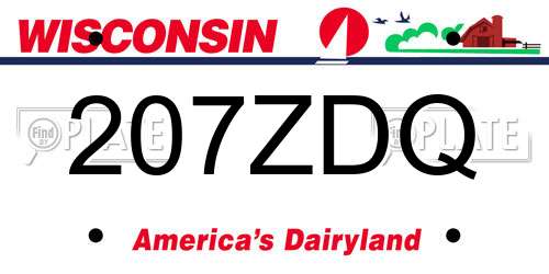 207ZDQ Wisconsin License Plate