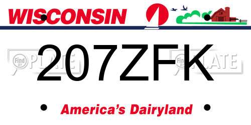 207ZFK Wisconsin License Plate