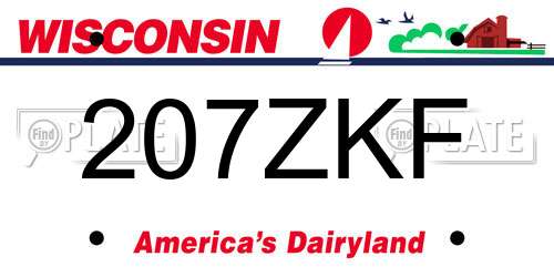 207ZKF Wisconsin License Plate