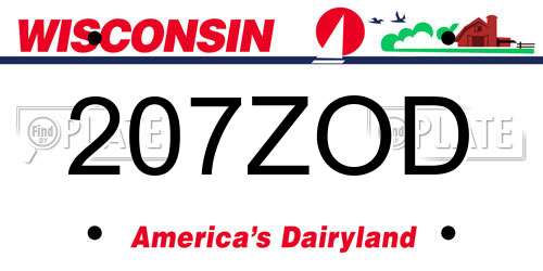 207ZOD Wisconsin License Plate